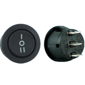 Black Circular Centre Off Rocker Switch
