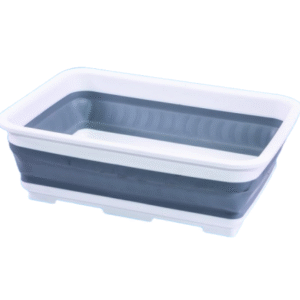 Collapsible Dish Rack with Drainer - White/Grey