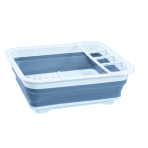 White/Grey - Collapsible Dish Rack with Drainer