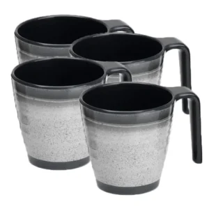GRANITE GREY STACKING MUGS (4)