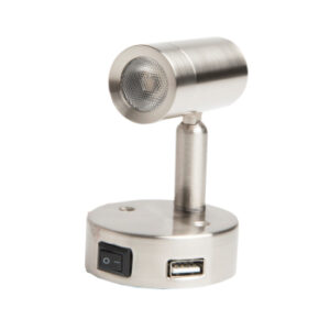 12v 3w Nano LED Cylinder Spotlight Chrome Warm White with USB Port