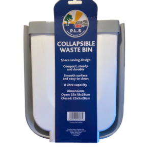 White Grey Collapsible Waste Bin Large 28cm