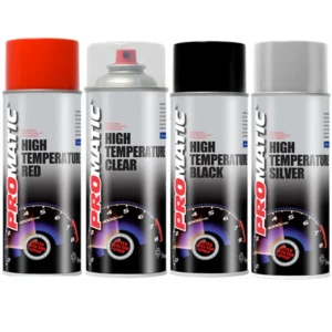 Promatic High Temperature Paint Aerosols resist high temp 5 different colours.webp
