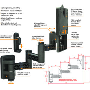 VP TV Wall Bracket TRIPLE Arm Quick Release 2.jpg